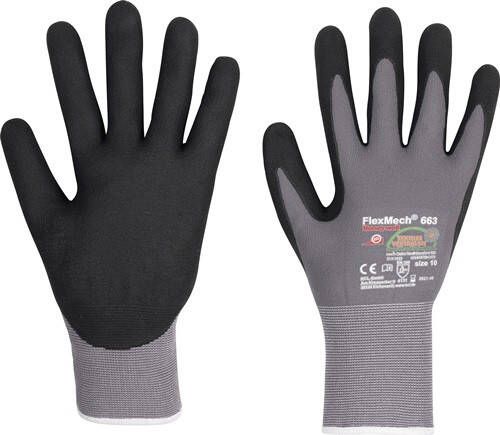Honeywell Handschoen | grijs zwart | nylon elastan nitrilschuim | EN 388 PSA-categorie II | 10 paar 066311141E