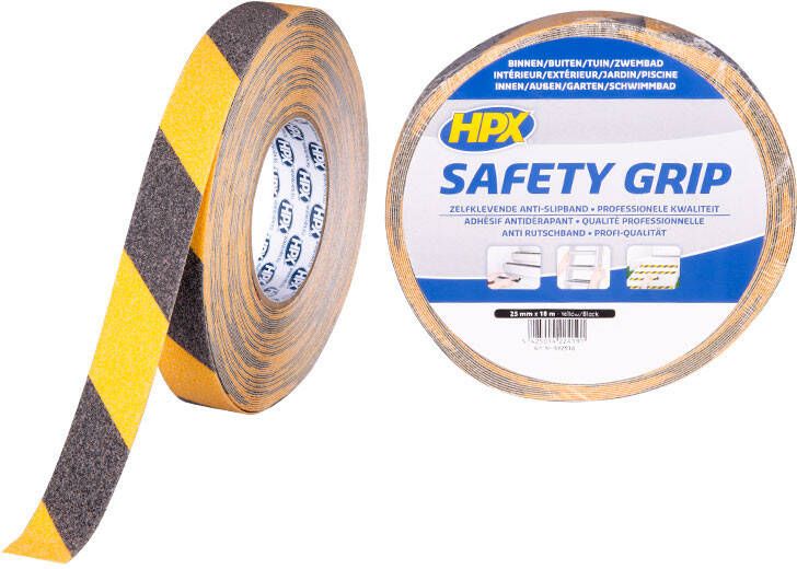 HPX Anti-slip tape | Zwart Geel | 25mm x 18m SY2518 | 12 stuks SY2518
