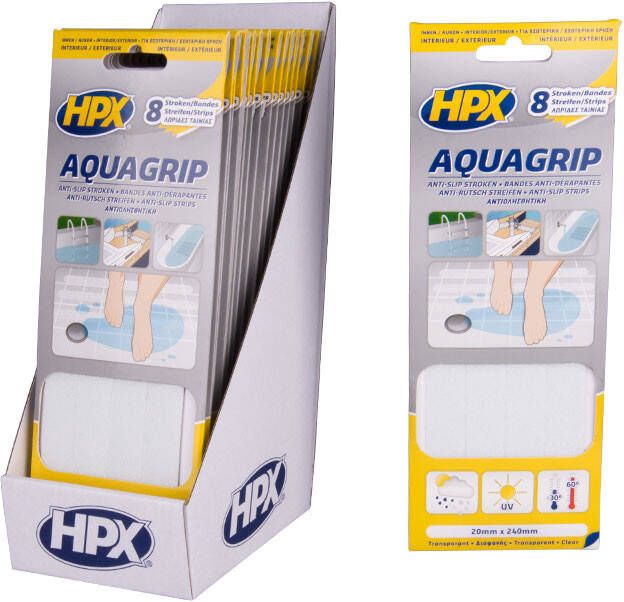 HPX Aqua Grip anti-slip tape (8 stuks) | Transparant | 20mm x 240mm AG2024