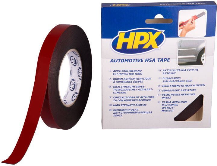 HPX Dubbelzijdige HSA bevestigingstape | Antraciet | 19mm x 10m HSA005 | 10 stuks HSA005