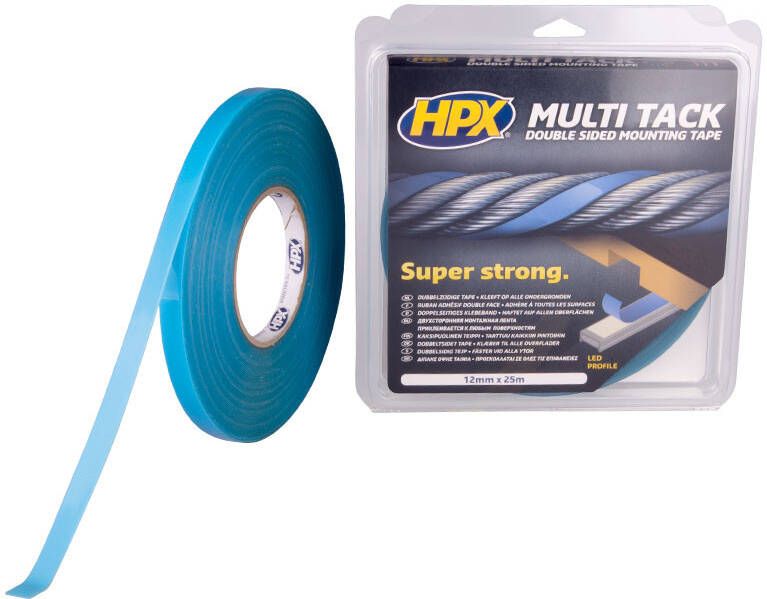 HPX Dubbelzijdige Multi-tack tape | Semi-transparant | 12mm x 25m PA1225