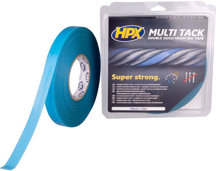 HPX Dubbelzijdige Multi-tack tape | Semi-transparant | 19mm x 25m PA1925