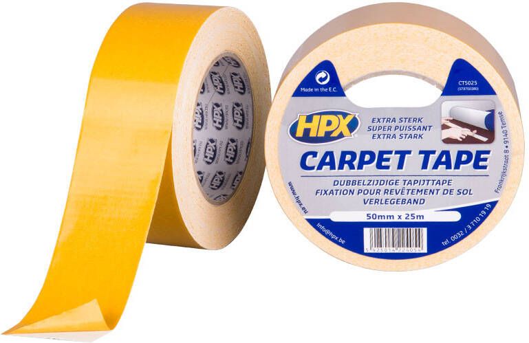 HPX Dubbelzijdige tapijttape | Wit | 50mm x 25m CT5025