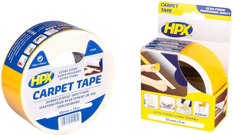 HPX Dubbelzijdige tapijttape | Wit | 50mm x 5m CT5005