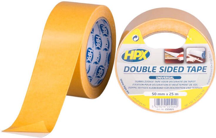 HPX Dubbelzijdige universele tape | Wit | 48mm x 25m CE5025 | 36 stuks