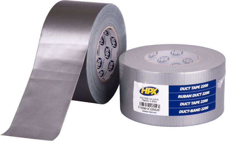 HPX Duct tape 2200 | Zilver | 75mm x 50m PD7550 | 12 stuks PD7550