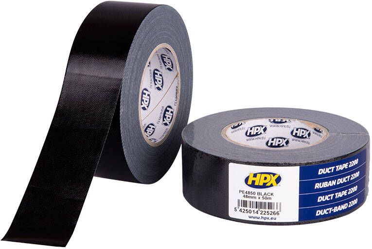 HPX Duct tape 2200 | Zwart | 48mm x 50m PE4850