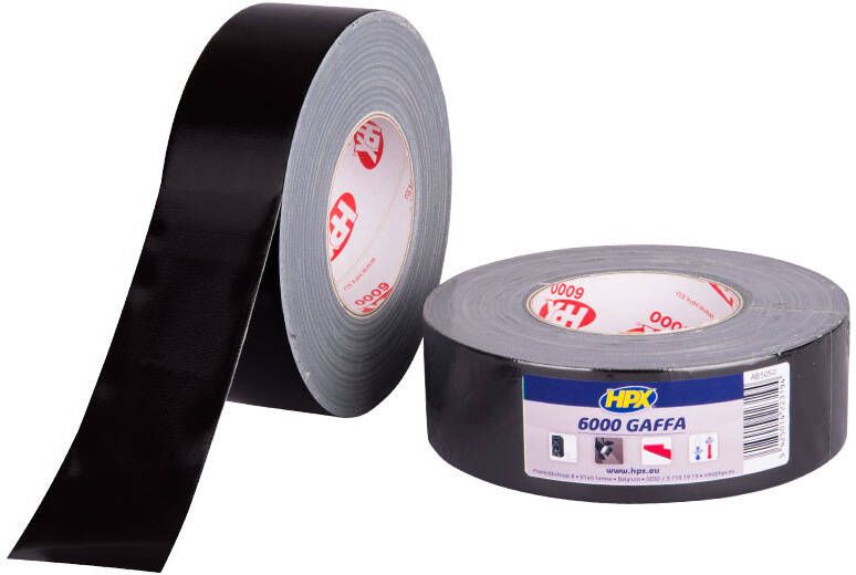 HPX Gaffer 6000 tape | Zwart | 19mm x 50m AB1950 | 48 stuks AB1950