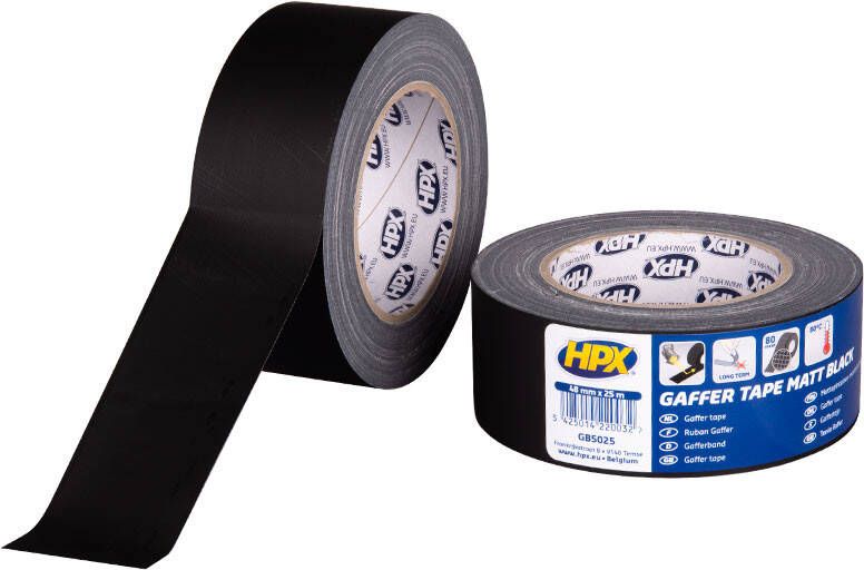 HPX Gaffer tape | Matzwart | 48mm x25 m GB5025 | 30 stuks