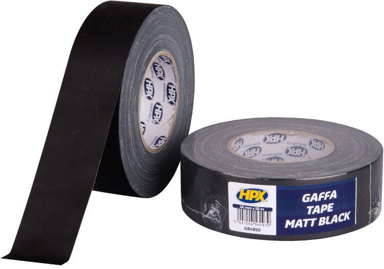 HPX Gaffer tape | Matzwart | 48mm x50 m GB4850 | 18 stuks GB4850