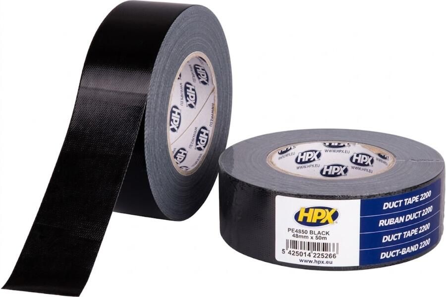 HPX Duct tape 2200 | Zwart | 48mm x 50m PE4850