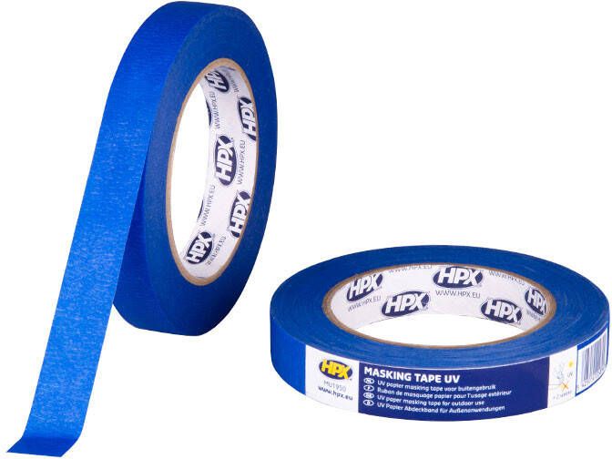 HPX Masking tape UV | Blauw | 19mm x 50m MU1950 | 48 stuks