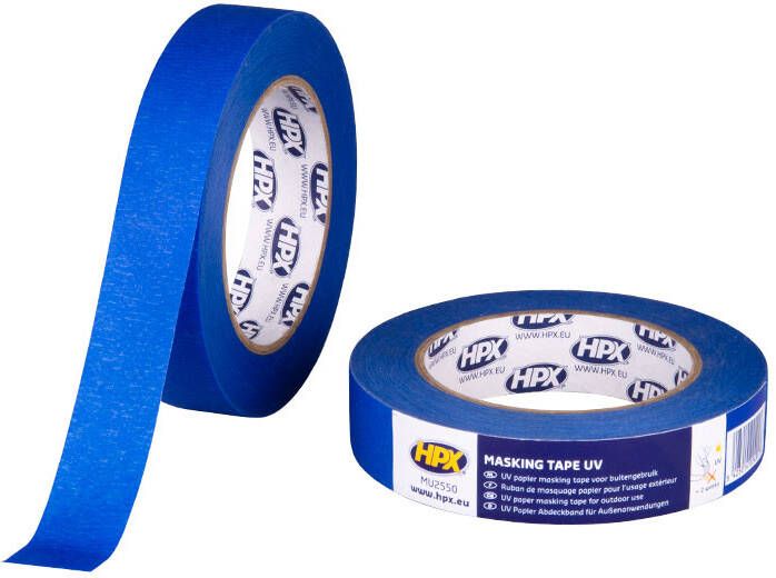 HPX Masking tape UV | Blauw | 25mm x 50m MU2550 | 36 stuks