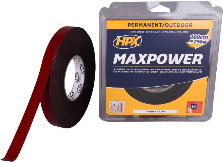 HPX Max Power Outdoor bevestigingstape | Zwart | 19mm x 16 5m OT1916 | 10 stuks OT1916