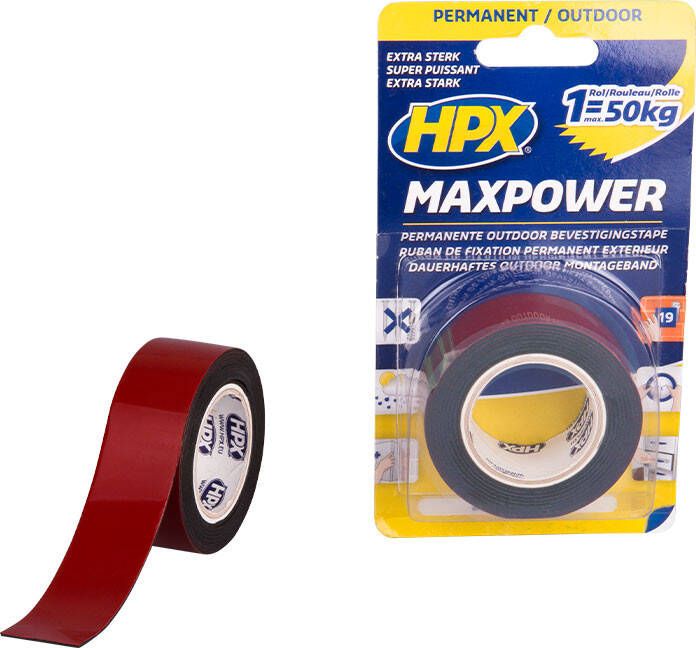 HPX Max Power Outdoor bevestigingstape | Zwart | 25mm x 1 5m OT2502