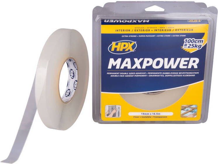 HPX Max Power Transparent bevestigingstape | 19mm x 16 5m HT1916 | 10 stuks HT1916