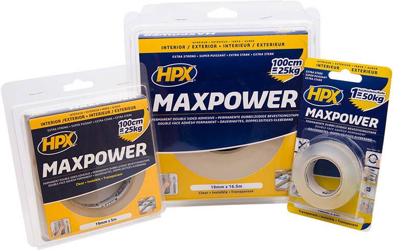 HPX Max Power Transparent bevestigingstape | 19mm x 2m HT1902