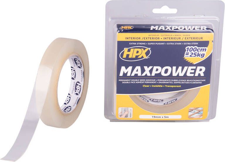 HPX Max Power Transparent bevestigingstape | 19mm x 5m HT1905