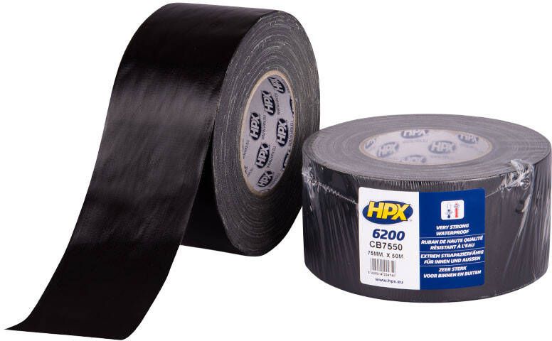 HPX Pantsertape | Zwart | 75mm x 50m CB7550 | 12 stuks CB7550