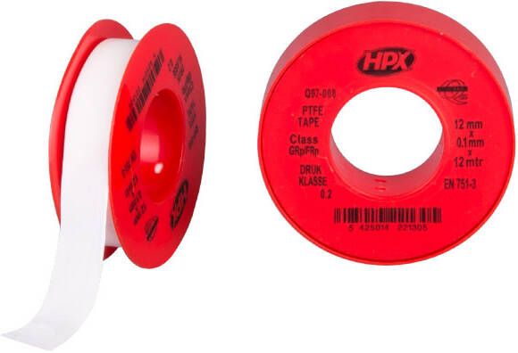 HPX PTFE gasafdichtingstape | Wit | 12mm x 12m PT1212