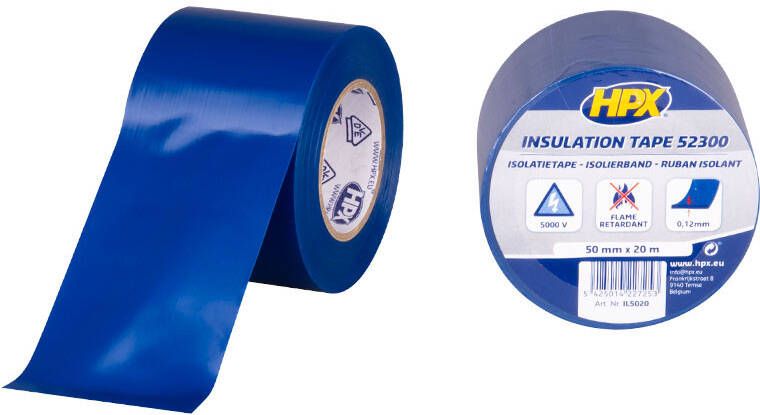 HPX PVC isolatietape | Blauw | 50mm x 20m IL5020 | 100 stuks