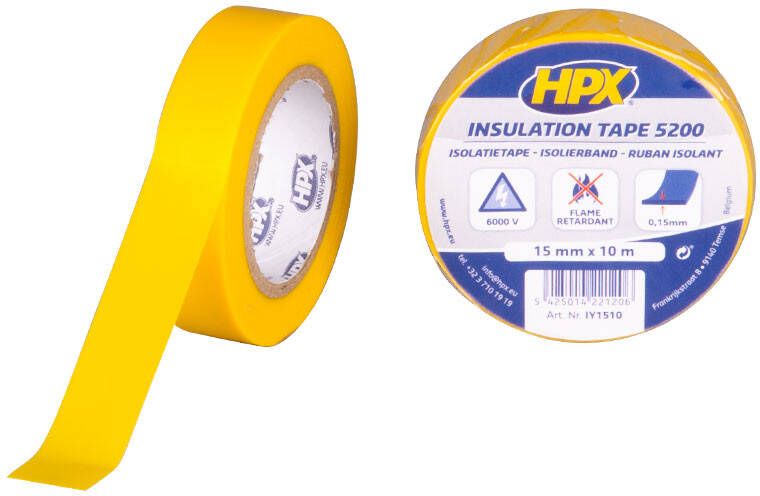 HPX PVC isolatietape | Geel | 15mm x 10m IY1510 | 200 stuks