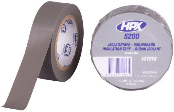 HPX PVC isolatietape | Grijs | 19mm x 10m IG1910