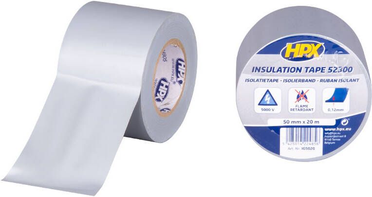 HPX PVC isolatietape | Grijs | 50mm x 20m IG5020 | 100 stuks