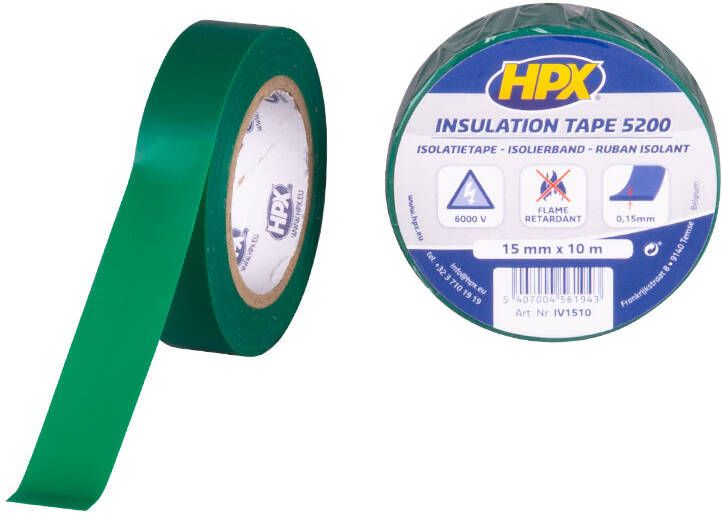 HPX PVC isolatietape | Groen | 15mm x 10m IV1510 | 200 stuks