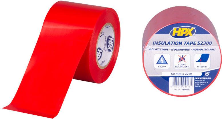 HPX PVC isolatietape | Rood | 50mm x 20m IR5020 | 100 stuks IR5020