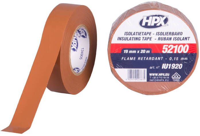 HPX PVC isolatietape VDE | Bruin | 19mm x 20m IU1920 10 stuks IU1920