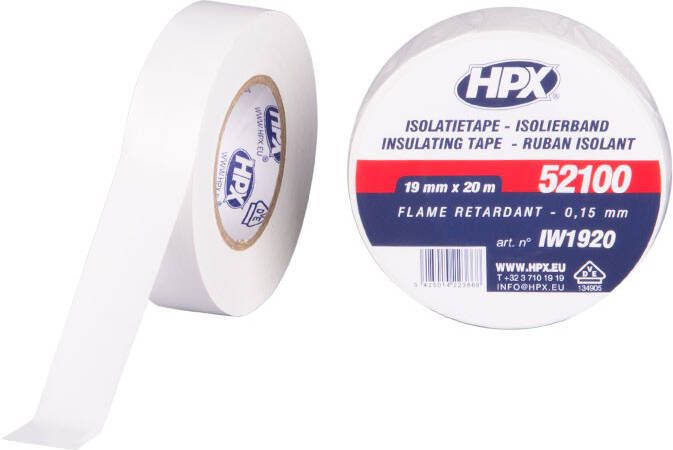 HPX PVC isolatietape VDE | Wit | 19mm x 20m IW1920 10 stuks IW1920