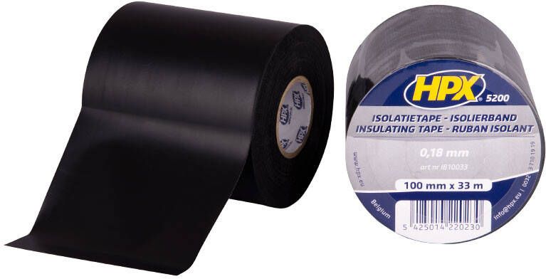 HPX PVC isolatietape | Zwart | 100mm x 33m IB10033 | 12 stuks IB10033