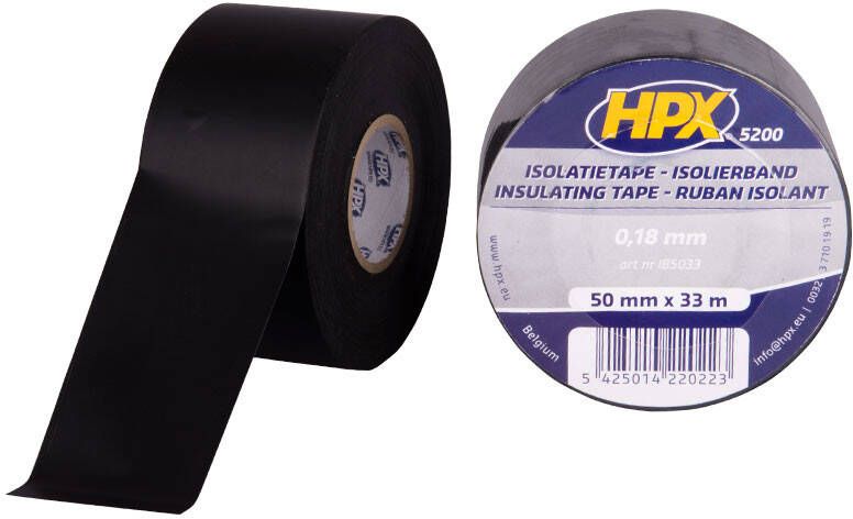 HPX PVC isolatietape | Zwart | 50mm x 33m IB5033 | 24 stuks