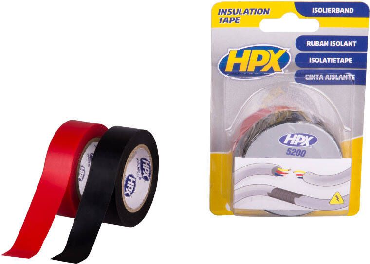 HPX PVC isolatietape | Zwart | + Rood | 19mm x 10m IT1910 | 20 stuks IT1910