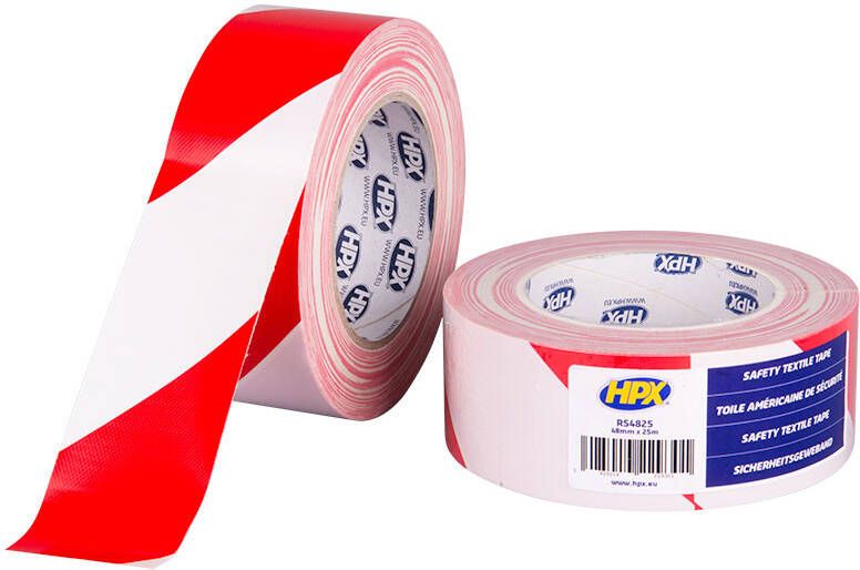 HPX Safety textile tape | Wit Rood | 48mm x 25m RS4825 | 30 stuks RS4825