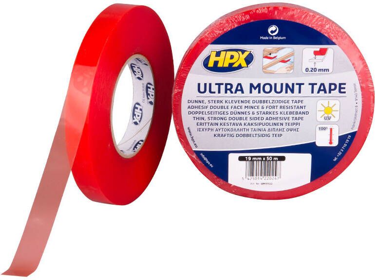 HPX Ultra Mount bevestigingstape | Transparant | 19mm x 50m UM1950 | 10 stuks UM1950