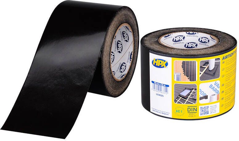 HPX UV-bestendige PE tape | Zwart | 90mm x 25m US9025 | 12 stuks