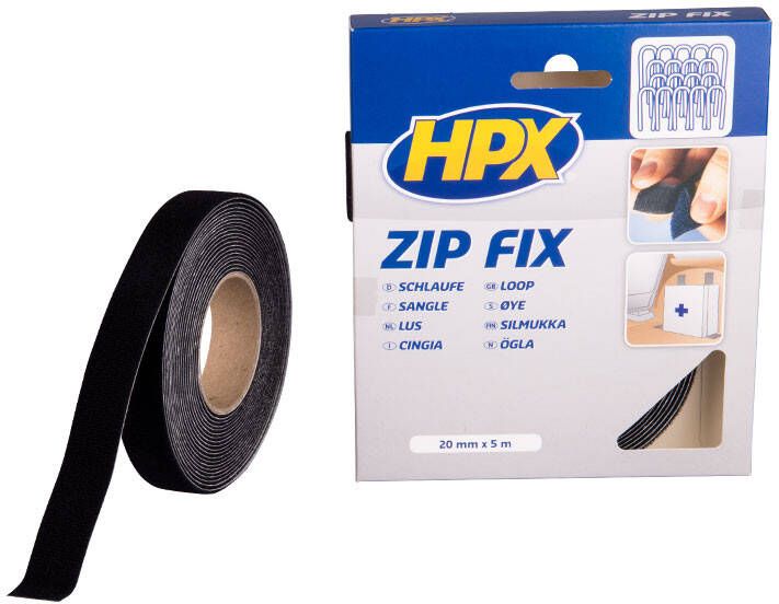 HPX Zip fix klittenband (lus) | Zwart | 20mm x 5m Z2005L