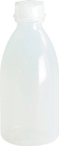 Hunersdorff Fles met nauwe hals | totale hoogte 177 mm totale d. 75 mm | polyethyleen (LDPE) natuurlijke kleuren | vulopening d. 19 mm | inhoud 500 ml | 1 stuk 422800