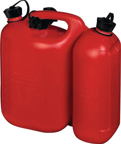 Hünersdorff Hunersdorff Dubbele jerrycan voor brandstof | inhoud 5 + 3 l | rood HDPe | L316xB145xH312mm | 1 stuk 825000