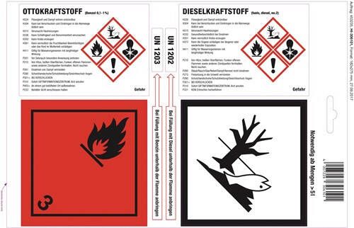 Hunersdorff Zelfklevend etiket | lengte 275 mm | breedte 182 mm | Lengte 275 mm | breedte 182 mm | benzine diesel wit glanzend | 1 stuk 306101