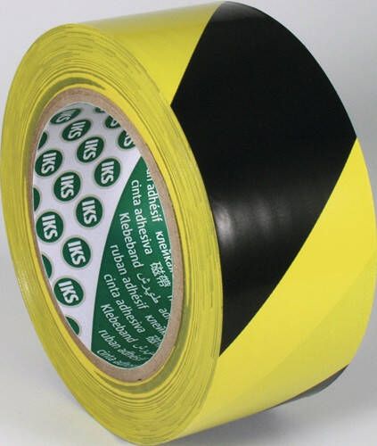 IKS Grondmarkeringstape | PVC | zwart geel | lengte 33 m | breedte 50 mm | wiel | 36 stuks 5635000001