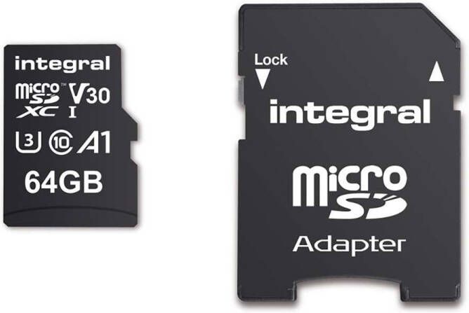 Integral High Speed MicroSDHC XC Geheugenkaart incl. adapter 64 GB | 1 stuks MSDX64G100V30