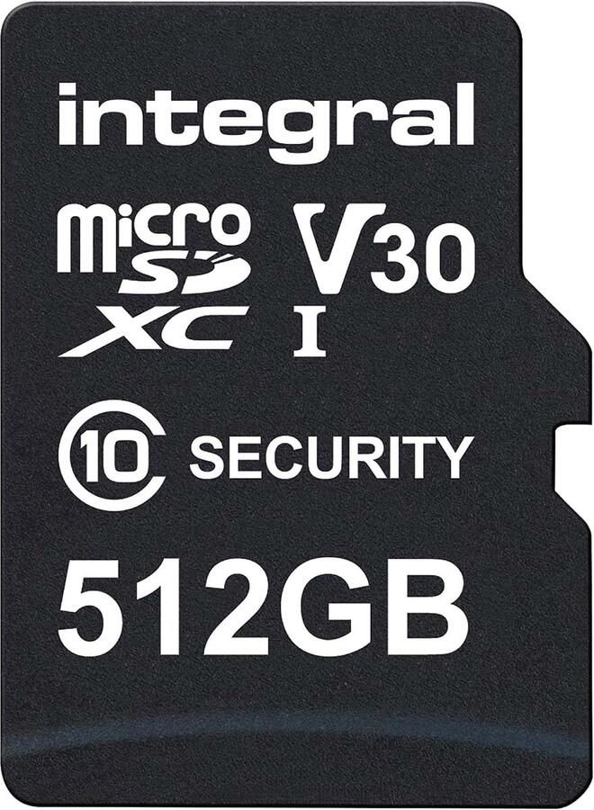 Integral 512 GB Security Camera microSD-kaart voor Dash Cams Home Cams CCTV Body Cams & Drones INMSDX512G10SE