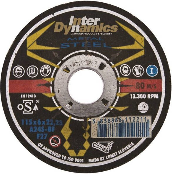 Inter Dynamics InterDynamics afbraamschijf 125mm asgat 22.23mm metaal | 10 stuks 393125