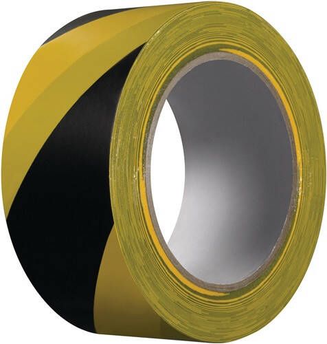 Kip Waarschuwingslint | PVC | zwart geel | lengte 33 m | breedte 50 mm | wiel | 36 stuks 339-57