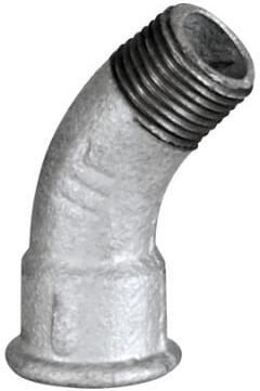 Kirchhoff Bocht van smeedbaar ijzer 45° verzinkt 1 2"H x 1 2"ET (40) 989691055