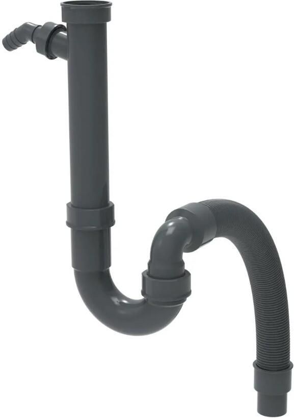 Kirchhoff ECO-SAVE Kunststof flexibele spoelbak buisvormige sifon grijs 3 4" x 1 2" x 3 4" mondstuk x 40 50 mm met apparaataansluiting 98836549