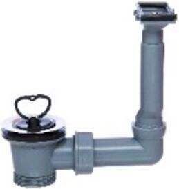 Kirchhoff ECO-SAVE kunststof gootsteenafvoer en overloopkraan grijs 1 2"ET x 70 mm overloop voor druppelvlakken 98834349